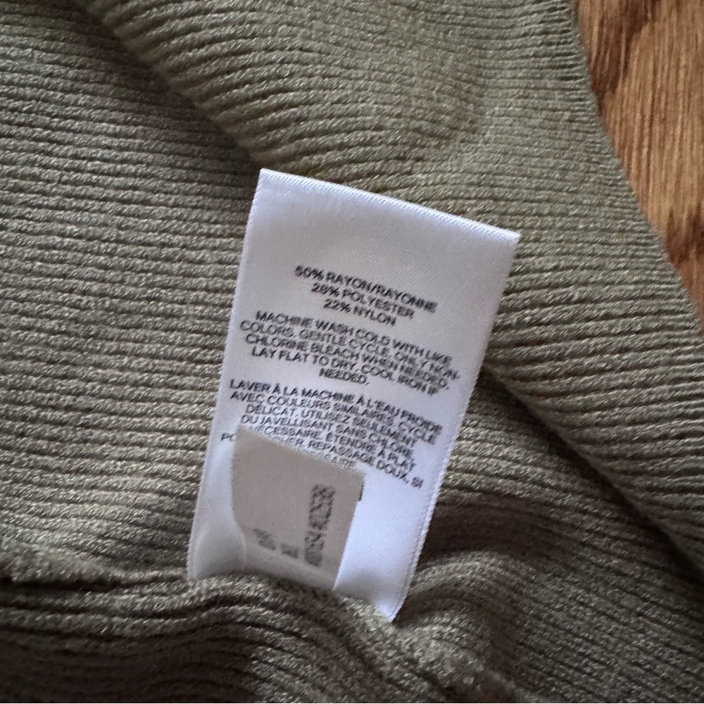 Express Olive Green Open-Front Long Ribbed Cardigan - Picture 4 of 4